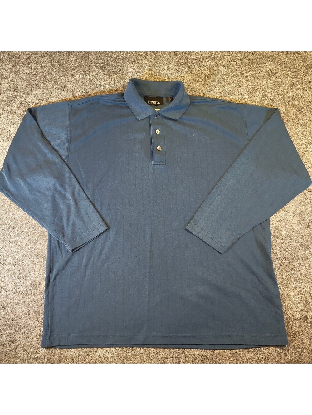 Ashworth Mens Large Long Sleeve Polo Shirt Blue Kahlúa Golf Embroidered Logo